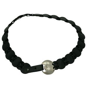 Calvin Klein Leather Medallion Belt with Circle Buckle